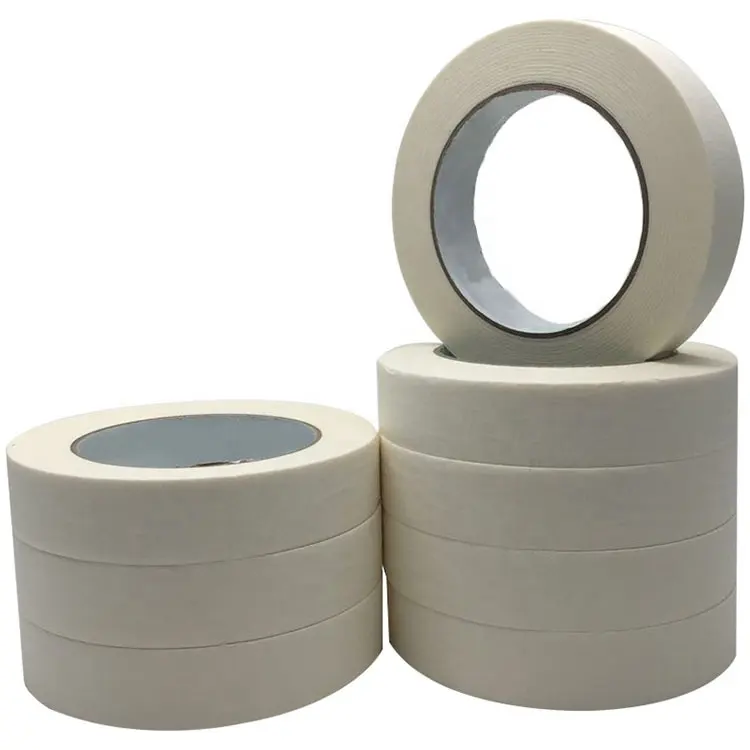 Witte Kleur Algemene Purpose Jumbobroodje Masking Tape Papier Rubber Voor Automotive Waterdichte Crêpe Hot Melt Enkelzijdige 50M 25Mm