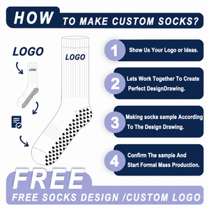 Free Sample Low MOQ Indoor Premium Crew Knitted Print Pilates <b>Socks</b> for Women <b>Custom</b> Non-slip Cotton Yoga <b>Grip</b> <b>Socks</b> - Product Image 2