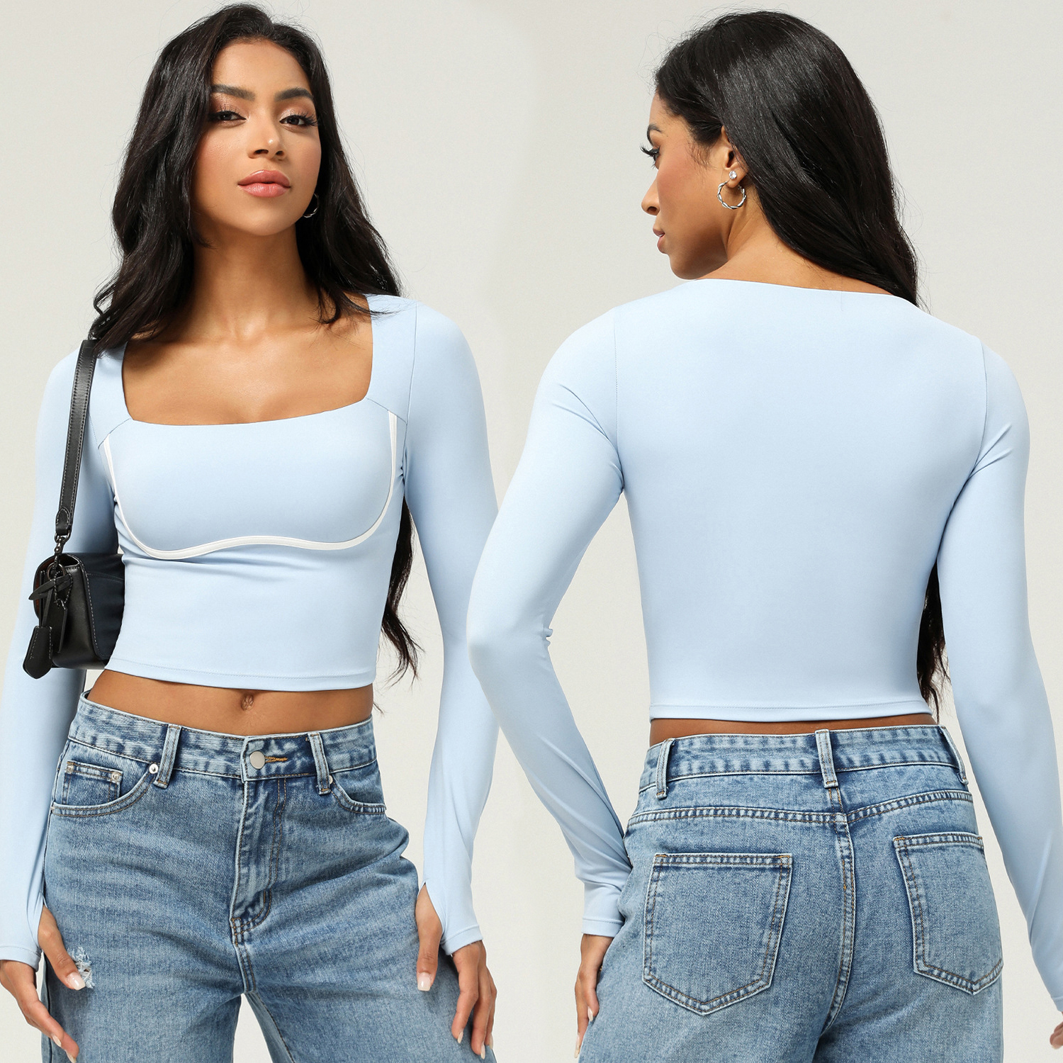 Sports Long-sleeved T-shirt for Women, Fashionable Casual Slimming Fitness Yoga Clothes Top With Breast Pad