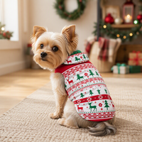 Manteau de Noël pour animaux de compagnie, veste en tricot pour animaux de compagnie, motif cerf et sapin rouge et vert pour chiens et chats