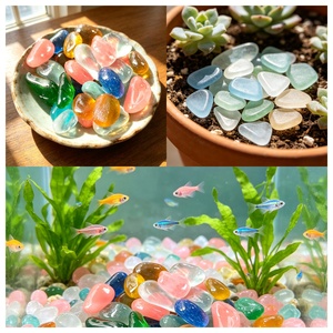 Fournisseur direct <span class=keywords><strong>d</strong></span>'usine, marque Shengping, galets de verre de plage colorés translucides sablés, artisanat de <span class=keywords><strong>vacances</strong></span>, ornement de bureau - Product Image 2