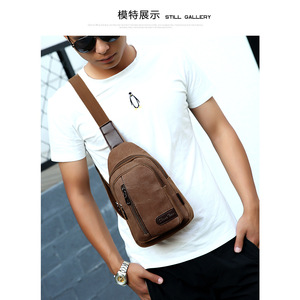 Huang Lei Men's Canvas Chest Bag Multi Layer Anti Theft Shoulder Bag Everyday Use Solid Color Spring 2022 - Product Image 4