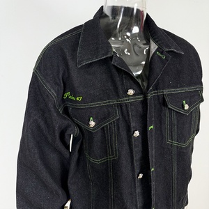 Custom Vintage Black <b>Denim</b> Pants and Jeans Jacket for Men Oversized Heavyweight High Quality <b>Jogging</b> <b>Denim</b> Set Men - Product Image 4