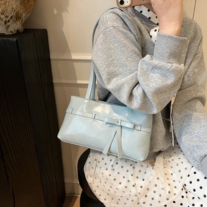 Sac à bandoulière tendance style coréen, bleu clair <span class=keywords><strong>brillant</strong></span>, en similicuir huilé - Product Image 3