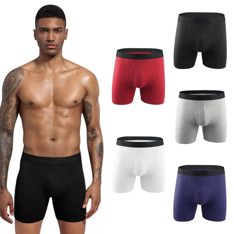 Comfortabele Oem Odm Logo Custom Mannen Ondergoed Boxer Shorts Heren Slips Klassieke Effen Katoen Stretch Slips Boxers Shorts Open