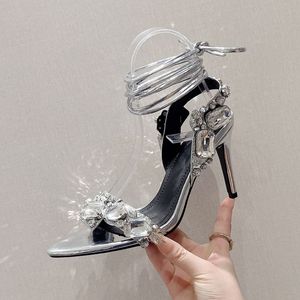 8.5CM Sexy Talons Aiguilles Luxury Rhinestone Sandals Lace-up <b>Heels</b> for Ladies - Product Image 3