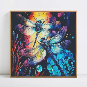 Dragonfly Animals Cross Stitch DMC Printed Canvas 11CT Embroidery Kits DIY Painting Needlework Home Decoration 40x40cm