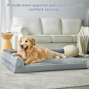 Lit orthopédique pour <span class=keywords><strong>chien</strong></span> en mousse à mémoire de forme, grand, carré, doux, moelleux, lavable, imperméable, en velours rose, écologique, pour cage ou carton - Product Image 2