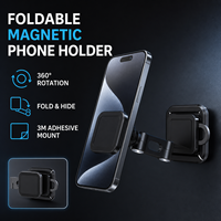 Support de téléphone magnétique pliable et télescopique en alliage d'aluminium à 360 degrés pour écran de voiture, idéal pour diverses utilisations (vente en gros)