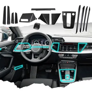 Para Audi A3 S3 RS3 8Y 2021-2024 Kits de ajuste interior de fibra de carbono Real Panel de cambio de marchas tablero consola central tiras de puerta cubierta