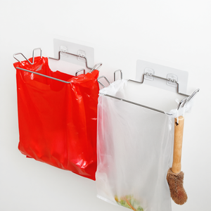 Support mural adhésif en acier inoxydable pour sacs poubelles, rangement de cuisine - Product Image 1
