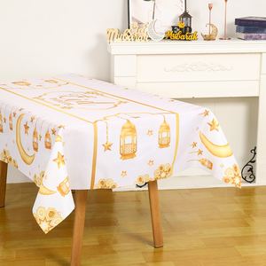Eid Mubarak tovaglia rettangolare Ramadan decorazioni con <span class=keywords><strong>stella</strong></span> islamica e lanterna della luna Muslim festa copertura del tavolo - Product Image 4