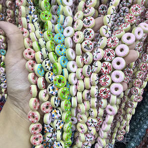 GP1038 Chic Esmalte Multicolor Murano Vidrio Donut Cuentas con glaseado y llovizna o aspersión para la fabricación de joyas - Product Image 1