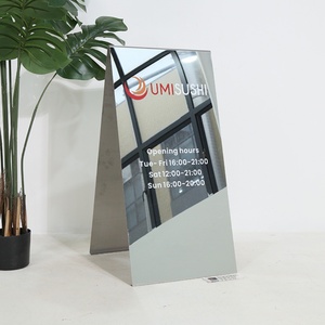 Custom a Frame Sign Double-Sided Mirror Silver Sidewalk Signboard Outdoor Street Advertising <b>Board</b> a Frame Sign - Product Image 2