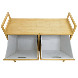 Offre Spéciale SYT Meubles de Salle de Bain en Bambou Naturel avec Sacs à Linge Inclinables pour la Maison et le Salon - Product Image 3
