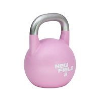 Kettlebell de compétition Shandong Pink 8 kg, poignée en acier chromé, surface mate et brillante, gravure de logo personnalisé, adapté aux débutants