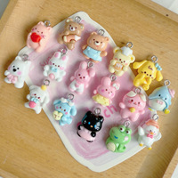 Nouveaux petits pendentifs imprimés d'animaux de dessin animé, accessoires de bijoux faits à la main pour bracelets, colliers, chaînes de téléphone, vente en gros