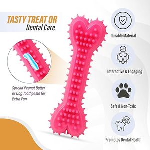 Jouet à mâcher écologique pour chien, os en plastique solide en forme de cœur, à picots, pour usage intérieur et extérieur - Product Image 4