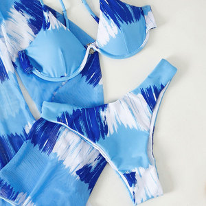 Sẵn Sàng Để Vận Chuyển Bikini Gọng In Thời Trang Theo Yêu Cầu Váy Đi Biển Xẻ Tà Đồ Bơi 3 Mảnh Che Phủ Ngoại Cỡ Đồ Đi Biển - Product Image 5