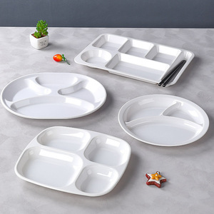 White Divided Serving Trays Plastic <b>Melamine</b> Food <b>Plates</b> For School Factory Canteen Hotel Meals 6 Compartment Design - Product Image 3