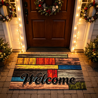 Tapis de bienvenue en fibre de coco à motif bois imprimé sur mesure, base en caoutchouc antidérapante, absorbant l'eau, séchage rapide, résistant à l'huile, fin, anti-salissures