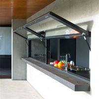 Fenêtre à battants en aluminium à double vitrage moderne, manuelle, à ouverture française, à toit fixe, insonorisée, en acier inoxydable pour villa