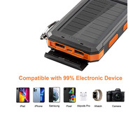 Banque d'Énergie Solaire Rapide de 20000mAh Transfrontalière avec Logo Personnalisé, Haute Capacité, Étanche et Boussole pour le Japon