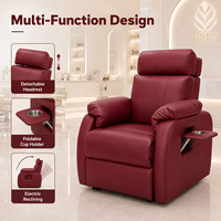 Fauteuil de Salon Professionnel Rouge Multifonctionnel Électrique Inclinable en Cuir Personnalisable pour Barbier et Esthétique