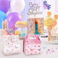Boîte cadeau papillon rose et violette en carton gaufré, forme valise, rigide, recyclable, alimentaire, personnalisable