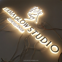Enseigne lumineuse personnalisée avec logo d'entreprise, lettres en relief 3D en métal/acrylique rétroéclairées, enseignes publicitaires