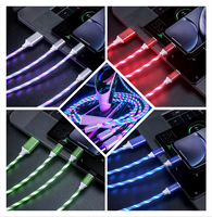 Cable de Carga Rápida 3 en 1 con Luces LED RGB para Coche y Teléfono, con Conectores 8pin/Type-C/Micro USB, para Impresora y Más