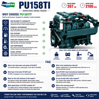 Moteur diesel Hyundai Doosan série PU, modèle PU158TI, 397 kW, 540 ch, 2100 tr/min, pour pompe à incendie, générateur, pompe à eau
