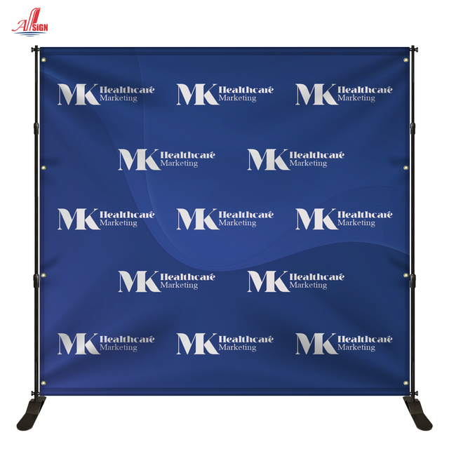 Adjustable 8x8 10x8ft Large Format Portable Banner Stand Quality Logo Stand Custom Repeat Background Customizable Portable Stand