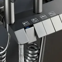 Système de douche thermostatique de luxe en aluminium chromé avec touches de piano, pommeau de douche mural massant et douchette à main pour salle de bain d'hôtel