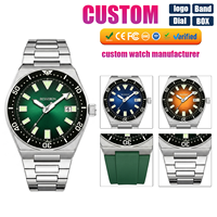 Montre pour homme en acier inoxydable avec logo personnalisé, style sportif, mode, quartz, bracelet en caoutchouc, calendrier analogique, mouvement MIYOTA, étanche 5 BAR