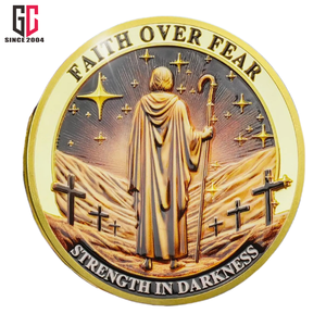 Moneda Conmemorativa Cristiana de Metal Personalizada de Fábrica con 12 Años de Experiencia, con la Frase '<span class=keywords><strong>Fe</strong></span> sobre el Miedo', Versículo Inspirador del Salmo 23:4, Regalo Cristiano - Product Image 2