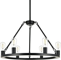 Lustre de style industriel américain, luminaire suspendu en fer noir pour restaurant, bar, café, luminaire décoratif