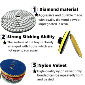 Disques de meulage et de polissage diamantés à liant résineux GTX pour pierre/marbre, diamètre 10 cm, compatibles avec les meuleuses d'angle - Product Image 4