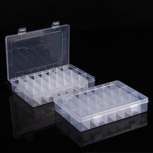 Caja de almacenamiento de plástico transparente, 24 compartimentos, cubierta desmontable para equipo de pesca, joyería, herramientas, estuche organizador - Product Image 1