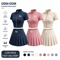 Gym Yoga Sportkleding Dames Tweedelig Set Op Maat Logo Rits Outfits Activewear Skinny Kleding Jack Short Rokken Trainingspak Set
