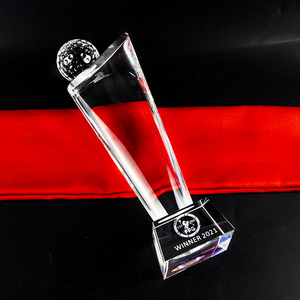 Wz कारखाने थोक के 9 कस्टम 3 डी लेजर उत्कीर्ण पर्यावरण के अनुकूल 250 मिमी गोल्फ बॉल ट्रॉफी प्रीमियम क्रिस्टल ग्लास शिल्प स्मारिका - Product Image 1