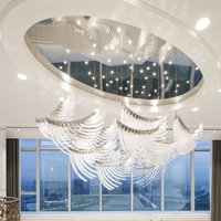 Lustres LED modernes de luxe blanc neutre pour villa et loft, luminaires suspendus pour escalier, taille et couleur personnalisables, garantie 3 ans