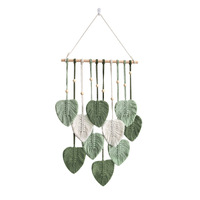 Style moderne Nouveau Tissé À La Main Coton Corde Feuilles Tapisserie Bohème Maison Décoration Murale Motif Vertical Tenture Murale