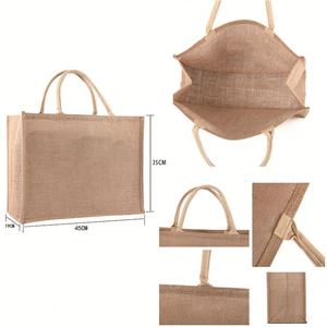 Bolsa de Yute Natural Ecológica con Logotipo Personalizado, Bolsa de Arpillera, Pequeña, Mediana, Grande, con Asa Acolchada para Recuerdos de Boda - Product Image 3