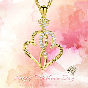 Collar con colgante de doble corazón para mujer, joyería sencilla y moderna, regalo para uso diario - Product Image 2