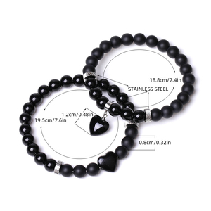 Ensemble de bijoux en pierre naturelle, agate, perles élastiques, bracelet de <span class=keywords><strong>distance</strong></span> pour couples, yoga, cœur, pour homme et femme, <span class=keywords><strong>cadeau</strong></span> de mariage, tendance - Product Image 6