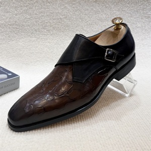 Usine <span class=keywords><strong>prix</strong></span> de gros personnalisé en cuir véritable teint à la main moine sangle hommes chaussures pour affaires mariage bureau vacances fête chaussures - Product Image 5