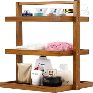 Étagère de rangement d'angle en bambou creux pour cuisine et salle de bain avec poignée - Product Image 3