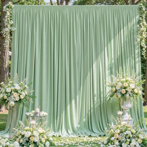 Cortinas de Fondo de Poliéster Antiarrugas Color Verde Salvia, 2 Paneles, para Decoración de Fiestas, Bodas, Baby Shower, Cumpleaños - Product Image 1