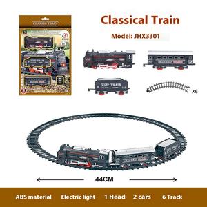 Pista de <span class=keywords><strong>tren</strong></span> eléctrico de simulación Retro para niños, juguetes de ranura de plástico DIY con batería, Material de <span class=keywords><strong>PC</strong></span> con función de luces - Product Image 2